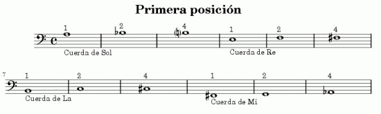 Primera posicion contrabajo, escala contrabajo