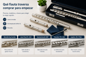 Flautas traversas para principiantes, con modelos Mendini, Jean Paul, Gemeinhardt, Yamaha y Jupiter en una guía para elegir el instrumento adecuado