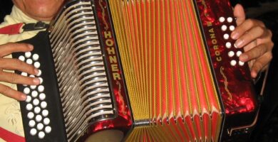 Acordeón diatónico de botones (Hohner Corona III), el tipo usado en el vallenato