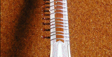 Sitar indio completo: calabaza de resonancia, m&aacute;stil largo con trastes m&oacute;viles y clavijas