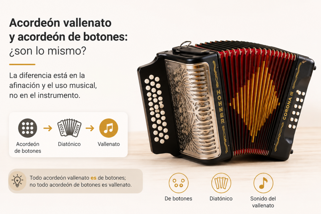 Acordeón vallenato y acordeón de botones: diferencias